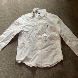 Boys white button down Ralph Lauren dress shirt size M (10/12)